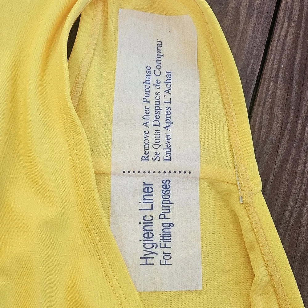 Justice Swimsuit Girls Sz 20 Yellow & White Striped One-Shoulder Scallop NWOT